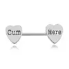 Sexty Silver Color Stainless Steel Love Heart Shape Nipple Barbell Rings Letter Body Piercing Jewelry for Women Nice Gift for Wife Girlfriend