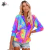 Krawat Dye Zip-Up Bluzy Kobiety Kieszenie Sznurek Kapturem Coat Casual Rainbow Hoodie Kobiety Z Długim Rękawem Plus Size Hoddies Top 210816