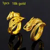 18k Golden Clan Wind Dragon and Phoenix Couple Ring Open Male and Female Jewelry