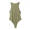 Mulheres Green Soft Bomb Bodysuits Moda Verão Senhoras Elegante Slim Vintage Feminino Bodycon Meninas Chique 210527