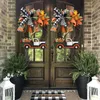 装飾的な花の花輪ハロウィーンの農家の花輪の装飾感謝祭のカボチャのトラックのペンダント窓口のドアパーティーガーランドの用品