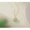 Collier ras du cou avec pendentif rond en jade plaqué or S925, vente en gros, 240s