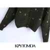 KPYTOMOA женская мода флористическая вышивка вязаный кардиган свитер винтаж с длинным рукавом кнопка женская верхняя одежда CHIC TOPS 210922