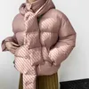 HXJJP Femmes Épaissi Court À Capuchon Oversize Parkas Puffer Vestes D'hiver À Manches Longues Boutons Poches Femme Manteau Chaud 211008