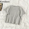 Korobov Magliette in cotone Donna O Collo Manica corta T-shirt stampata Donna Casual Basic Crop Top Estate Nuovo stile coreano Camisetas 210430