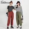 Summer Cotton and Linen Knickerbockers Women's Casual Sports Thin Radish Loose Solid Elastic Waist Harem Pants 210514