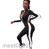 2021 Yoga Outfits Kvinnor One-Piece Set Sexiga Stitching Zipper Jumpsuits Midja Byxor Fitness Leggings Workout Sport Running Leggings 4 Färger