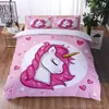 Coloré Lumineux Licorne Imprimé Housse de Couette Vers Le Bas Literie Dessin Animé Motif Animal Reine Roi Pleine Taille Textile À La Maison