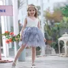 Commercio all'ingrosso Summer Girl Lace Dress Garza Principessa Vest Party Sundress Layered Abbigliamento per bambini E16900 210610