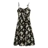 Frauen Elegante Mode Floral Print Midi Kleid Vintage Sexy Backless Elastische Spaghetti Strap Kleider Vestidos Mujer 210520