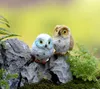 Micro Mini Fairy Garden Miniatures Figurki Żywicy Owl Ptaki Zwierząt Postać Zabawki Domowe Dekoracja Ornament