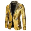 Luxury Gold Sequin Glitter Jacket Men Slim Fit Notched Lapel Blazer Jacket Mens Nattklubb Stage Sångare Blazers Kostym Homme 211120