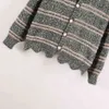Cardigans d'hiver féminins ourlet irrégulier vestes en tricot rayé à manches longues veste surdimensionnée manteau moche pull de Noël 210430