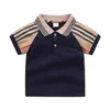 Arrivées Été Bébé Baby-Boys T-shirts Enfants Coton à manches courtes T-shirt Enfants Collier Down Collier Tee Chemise enfant