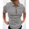 T-shirts T-shirts van heren Frankrijk Hoge kwaliteit Mannen Shirt Parijse stijl T-shirt met korte mouwen met rits revers plaid tshirts mannelijke casual Tees