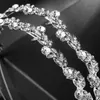 Luxury Double Rhinestone Leaf Bridal Tiaras Crown Baroque Crystal Diadem Bride Headbands Wedding Hair Jewelry Dress Accessories