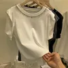Nomikuma Kvinnor Koreanska diamanter O-Neck Puff Sleeve Grafisk T-shirt Sommar Ny Kausal Solid Blusas Mujer de MODA 6H392 210427