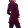 女性のジャケットソリッドカラーツイスト女性の襟ニットカーディガンVネック長袖セーター不規則な暖かいトップス