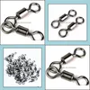 Terminal Tackle Sports Outdoors Rompin 50pcs Ball Bearing Swivel Solid Ringar Kontakt 1cm Längd Ocean Boat Fiske Hakar Drop Leverans 2