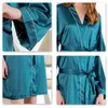 Kvinnors sömnkläder 2022 Pyjamas Sexig mjuk nattklänning Badrobe Strip Belt Style Solid Color Home Clothes Ice Silk Female Pajim