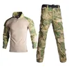 Taktische Tarnung Uniform Kleidung Anzug Männer Combat Shirt + Cargo Hosen Mit Knie Pads Jagd Sets