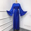 Vêtements ethniques Eid Mubarak Abaya Dubaï Turquie Musulman Hijab Robe Flare Manches Solide Satin Robes Pour Femmes Abayas Islam Robe Mus199r