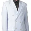 Witte dubbele breasted mannen suits slim fit 2 stuk aangepaste bruiloft bruidegom smoking met piek revers man mode set jas broek x0909