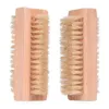Dubbelsidig naturlig trä rengöring borste borstbadborstar bärbara hushållsmassage nagelverktyg