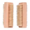 Brosse de nettoyage en bois naturel double face Brosses de bain Brosses de bain de ménage portable Outils à ongles