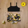 0-3y verão moda bebê menina conjunto de roupas nascidas roupas infantis sem mangas colete tops camo shorts trajes 210515