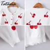 Tataria Knitted Cardigan Women Slim Floral Sweater Coat Long Sleeve Crochet Female Jumpers Ladies 210514