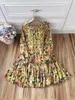 2020 Fashion Spring and Summer Popular Logo Holiday Style Two-piece Dress Retro Print V-neck Irregular Long Skirt