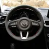 DIY custom made Hand-stitched leather car steering wheel cover For MAZDA 3 cx-5 CX-4 atenza onxela car accessories wheel cover