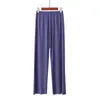 Kobiety Proste Długie Spodnie Wiosna Summer Casual Solid ICE Silk Wysokiej Elastycznej Trzymane Spodnie Kobiet Znosić Luźne Spodnie Spodnie 210915