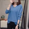 19 Fashion Autumn Winter Clothes Women Tops Plus Size V-neck Thick Sweaters Office Lady Solid Pullovers Dull Regular 5844 50 210510