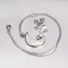 Moon Pendant Chain Necklace Earring Dubai Bridal Wedding Jewelry Sets For Women Stainless Steel Set