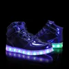 Rozmiar 25-37 Dzieci LED USB Ładowanie Świecące Sneakers Dzieci Hook Loop Moda Luminous Buty Dla Dziewczyn Chłopcy Trampki ze światłem 211022