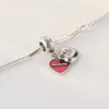 Convient aux bracelets Pandora 20pcs coeur rose cristal pendentif breloques perles breloques en argent perle pour les femmes bricolage collier européen bijoux