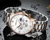 CRRJU Luxury Mens Watches Fashion Waterproof Rose Golden Stainless Steel Chronograph Watch Casual Male Luminous Calendar Clock 210517