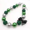 Chrismats Style Green Chunky Rhinestone Beaded Halsband Söt Baby Girls Bubblegum Halsband Choker för Party Smycken