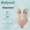 Bodysuit shapewear diep v-hals lichaam shaper backless u dompel string thong shapers taille trainer vrouwen duidelijke riem gevulde push up corset