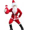 Natal Papai Noel traje com botas ternos homens xmas extravagantes adereços roupas roupas conjuntos de casaco calça beard cinto chapéu conjunto