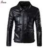 Herrp￤ls faux svart skinnjacka rockar avviker krage pu jackor punk motorcykel plus storlek 5xl blouson moto