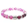 Brins de perles 8mm Rose Pierres Rouges Perle Ronde Tête De Bouddha Bracelet Femmes Bracelet Bijoux Charme Fille Cristal Accessoires De Mode Kent22