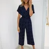 Jumpsuits das Mulheres Macacão Mulher Manga Curta Geral Para As Mulheres 2021 Womens Jumpsuit Moda V-Pescoço