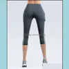 Forniture per esterni Lu-41 Completo da yoga con logo per donna Pantaloni fitness nudi ad asciugatura rapida Sudorazione Corsa a vita alta Sollevamento fianchi Sport Cro