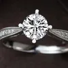 Original Design Hollow Flower Pattern Finger Rings Luxury Solid 925 Silver 1ct Zirconia Diamond Wedding Jewelry for Women J-018