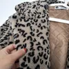Lüks Moda Leopar Uzun Teddy Bear Ceketler Mont Kadınlar Kış Kalın Sıcak Giyim Marka Faux Kürk Ceket Kadın 211007