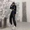 QWEEK Punk Cargo Spodnie Kobiety Joggers Hippie Łańcuch Kieszenie Luźne Czarna Baggy Harajuku Streetwear Oversize Spodnie Hip Hop 211115