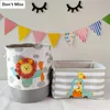 Large Cartoon Lion Folding Laundry Basket Dirty Clothes Storage For Kids Toys Organizers Sundries Barrel 210609